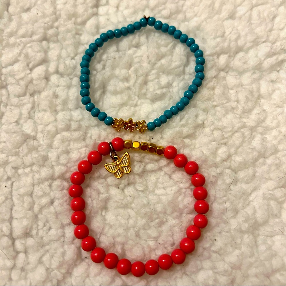 Bracelets, colorful, flower and butterfly